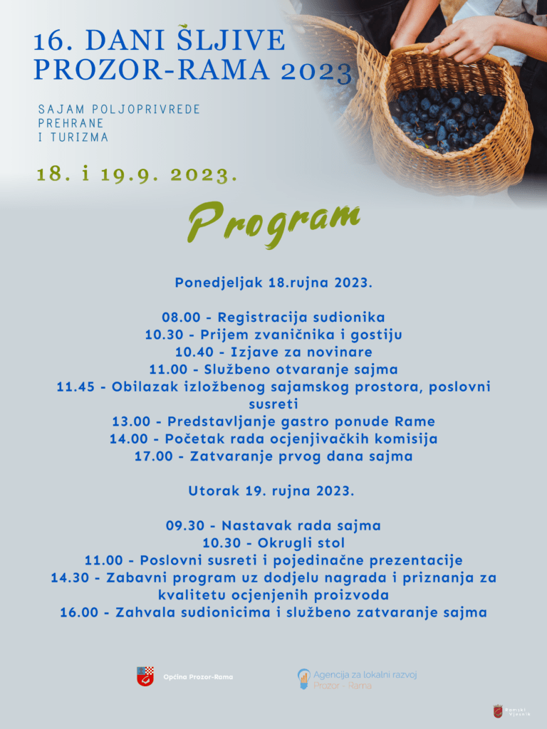 dani šljive 2023: program 16. sajma poljoprivrede, prehrane i turizma u prozoru