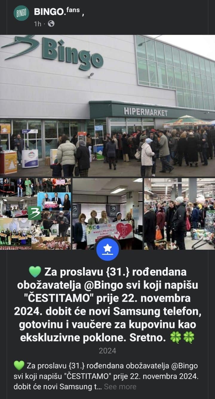 Raste broj lažnih Bingo nagradnih igara na društvenim mrežama, građani pozvani na oprez!